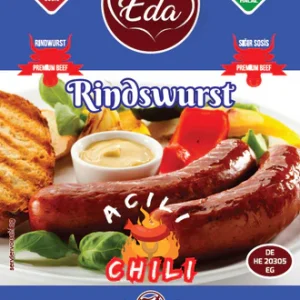 Eda Rindswurst Chili Halal – 700g | Scharfe Grillwurst aus 100 % Rindfleisch